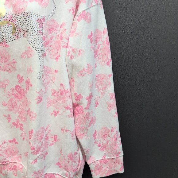 Victoria Secret PINK x LoveShackFancy Oversized Sweatshirt Large Bling Dog Flora - Picture 4 of 10